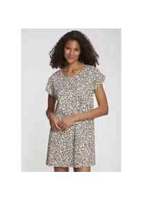 Nachthemd Vivance DREAMS, Damen, Gr. 40/42, N-Gr, schwarz (creme, schwarz, gemustert), Single Jersey, Obermaterial: 100% Baumwolle, gemustert, Basic, Basic mini, Rundhals, angeschnitten, Kleider Nachthemd, mit sch&ouml;nem Animalprint