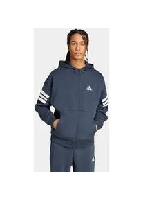 Kapuzensweatjacke Adidas SPORTSWEAR "M FI 3S FZ", Herren, Gr. M, blau (aurora ink), Obermaterial: 67% Polyester, 33% Baumwolle, angesetztes B&uuml;ndchen, Sweatjacken