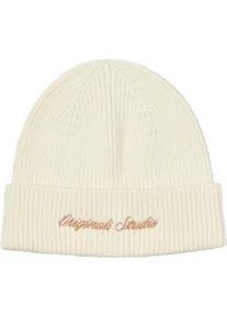 Jack & Jones Beanie JACK & JONES "JACNORREBRO REGULAR BEANIE NOOS", Herren, wei&szlig; (antique wei&szlig;), Strick, Baumwollmischung, unifarben, M&uuml;tzen Beanie