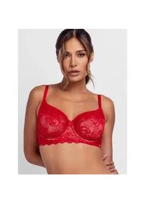 Fullcup-BH Dorina "Hasina", Damen, Gr. 90, Cup C, rot, Spitze, Obermaterial: 65% Polyamid, 23% Polyester, 12% Elasthan, unifarben, BHs, leicht gepolsterte Cups, Spitze