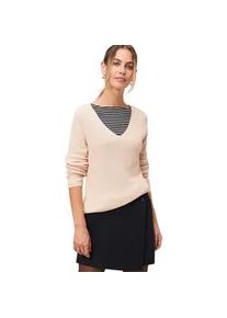 Strickpullover Zero "Damen mit V-Ausschnitt", Damen, Gr. 44, schwarz cream melange, Strick, Obermaterial: 60% Baumwolle, 40% Polyacryl, figurumspielend lang, V-Ausschnitt, weit, Pullover Strickpullover, Plain/ohne Details