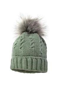 Strickm&uuml;tze MaxiMo, M&auml;dchen, Gr. 53, gr&uuml;n, Strick, Materialmix, unifarben, M&uuml;tzen Strickm&uuml;tze, angenehmer Materialmix, gef&uuml;ttert, Bommel, breiter Umschlag