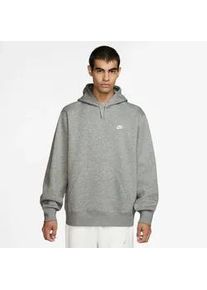 Kapuzensweatshirt Nike SPORTSWEAR "Nike Club Men's Pullover Fleece Hoodie", Herren, Gr. XXL, dk grau heather, lt smoke grau, wei&szlig;, Obermaterial: 80% Baumwolle, 20% Polyester, normal, Rundhals, Sweatshirts, mit K&auml;ngurutasche, mit angesetztem B&uuml;ndchen, Langarm
