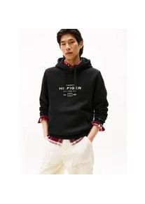 Kapuzensweatshirt Tommy Hilfiger "OVAL GRAPHIC HOODIE", Herren, Gr. XL, schwarz, Sweatware, Obermaterial: 63% Baumwolle, 37% Polyester, unifarben, regular fit normal, Rundhals, eingesetzt Rippb&uuml;ndchen, Sweatshirts, Regular fit