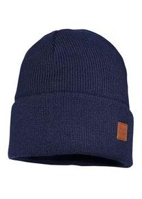 Beanie MaxiMo, Jungen, Gr. 57, blau (navy), Strick, Baumwolle, unifarben, M&uuml;tzen Beanie, Strick, breiter Umschlag, gef&uuml;ttert, w&auml;rmend, weich, unifarben