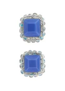 Paar Ohrclips "Sparkle Square", Damen, Gr. Glas, blau, Collezione Alessandro, Ohrringe