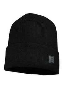 Beanie MaxiMo, Jungen, Gr. 51, schwarz, Strick, Baumwolle, unifarben, M&uuml;tzen Beanie, Strick, breiter Umschlag, gef&uuml;ttert, w&auml;rmend, weich, unifarben