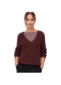Strickpullover Zero "Damen mit V-Ausschnitt", Damen, Gr. 38, mystic berry, Strick, Obermaterial: 60% Baumwolle, 40% Polyacryl, figurumspielend lang, V-Ausschnitt, weit, Pullover Strickpullover, Plain/ohne Details