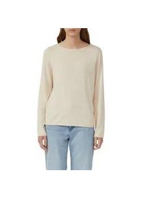 Langarmshirt s.Oliver, Damen, Gr. 36, beige (ecru), Strick, Obermaterial: 50% Baumwolle, 50% Viskose, unifarben, regular fit taillenbedeckt, Rundhals, gerader Abschluss, Shirts Langarmshirt, mit Rollkanten