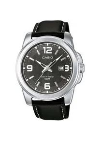 Quarzuhr, schwarz (schwarz, schwarz), Casio TIMELESS COLLECTION, Armbanduhren, Herren, Quarzuhr, Armbanduhr, Herrenuhr, analog, Datum, Lederarmband