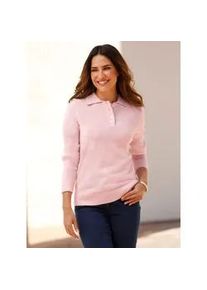 Polokragenpullover Classic Basics "Polopullover", Damen, Gr. 42, beige (rosenquarz, ecru, meliert), 100% Polyacryl, unifarben, Pullover