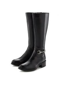 Stiefel Lascana "Stiefelette", Damen, Gr. 44, blau (schwarz), Obermaterial: 100% Rindsleder. Decksohle: 100% Schafsleder. Futter: 100% Textilmaterial. Laufsohle: 100% Synthetik, unifarben, Schuhe Stiefel, aus Leder mit Langschaft