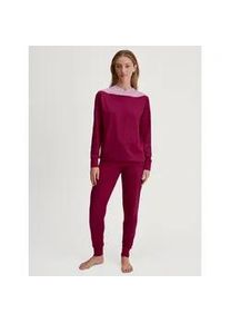 Schlafanzug Calida "Soulmate", Damen, Gr. S (40/42), pink (dahlia pink), Interlock, Obermaterial: 100% Baumwolle, comfort fit lang, hoch geschlossener Ausschnitt, angesetztes B&uuml;ndchen, Homewear-Sets Schlafanzug, Langarm, Pure Cotton, weich, bequem, Interlock-Qualit&auml;t