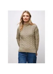 Rollkragenpullover Street One, Damen, Gr. 42, sanded beige, Strick, Obermaterial: 51% Viskose, 30% Polyester, 19% Nylon, Zopfmuster, regular fit normal, ohne Ausschnitt, Rippb&uuml;ndchen, Pullover Rollkragenpullover, mit Zopfmuster