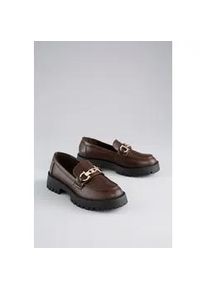 Loafer ANISTON SHOES, Damen, Gr. 41, braun (dunkelbraun), Lederimitat, Schuhe Loafer Business-Slipper, Slipper, Halbschuh mit Bequemweite G (=weit) - NEUE KOLLEKTION