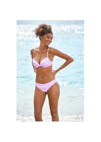 B&uuml;gel-Bikini-Top s.Oliver "Enja", Damen, Gr. 38, Cup C, lila (lila, wei&szlig;), Microfaser, Microfaser, Recycling-Polyamid, bedruckt, Bikini-Oberteile, mit wattierten Cups und Batikdruck
