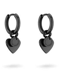 Paar Creolen Liebeskind Berlin "Schmuck Edelstahl Layered Love", schwarz, Ohrringe, Damen, Edelstahl
