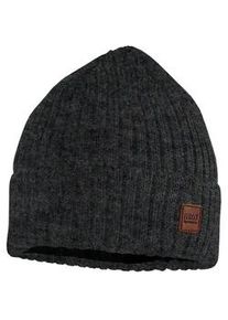 Strickm&uuml;tze MaxiMo, Jungen, Gr. 55, carbonmeliert, Strick, Wolle, unifarben, M&uuml;tzen Strickm&uuml;tze, Wolle, gef&uuml;ttert, breiter Umschlag