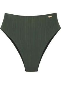 Highwaist-Bikini-Hose Copenhagen Studios "Nela", Damen, Gr. 38, N-Gr, gr&uuml;n (dunkelgr&uuml;n), Rippware, Recycling-Polyamid, strukturiert, unifarben, Badehosen, mit h&ouml;herem Beinausschnitt