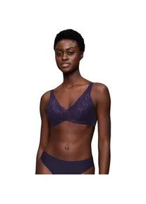 B&uuml;gel-BH Triumph "Body Make-Up Illusion Lace", Damen, Gr. 85, Cup F, blau (prussian blau), Microtouch, Obermaterial: 51% Polyamid, 35% Polyester, 14% Elasthan, BHs B&uuml;gel-BH, mit Stretch-Spitze und Lifting-Effekt