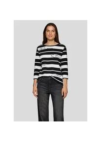 Print-Shirt Rabe "T-Shirt", Damen, Gr. 40, schwarz, 76%Baumwolle, 16%Polyester, 8%Elastan, geringelt, gerade, Shirts