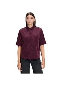 BETTY & CO Hemdbluse BETTY & CO "Damen mit aufgesetzten Taschen", Damen, Gr. 42, lila (schwarz aubergine), Cord, Obermaterial: 89% Polyester, 10% Polyamid, 1% Elasthan, gerade normal, Blusen Hemdbluse