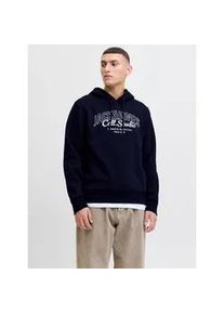 Jack & Jones Kapuzensweatshirt JACK & JONES "JJMAKOTO SWEAT HOOD", Herren, Gr. XXL, sky captain print:big print, angeraute Sweatware, Obermaterial: 80% Baumwolle, 20% Polyester, bedruckt, regular fit normal, Rundhals, Rippb&uuml;ndchen, Sweatshirts