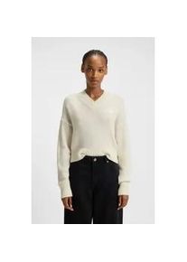 HUGO BOSS Strickpullover HUGO BLUE "Scutie", Damen, Gr. XXL (44), bunt (open miscellaneous 992), Strick, Obermaterial: 50% Schurwolle, 50% Polyamid, Jacquardmuster, V-Ausschnitt, Rippstrickb&uuml;ndchen, Pullover Strickpullover, Relaxed Fit, in Cropped-L&auml;nge