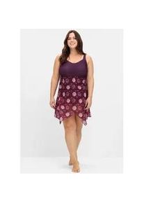 Badekleid sheego BY JOE BROWNS, Damen, Gr. 48, Cup C, lila (beere, gemustert), Elasthan, Badeanz&uuml;ge