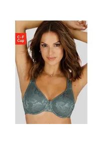 Minimizer-BH Nuance, Damen, Gr. 80, Cup E, gr&uuml;n (khaki), Spitze, Obermaterial: 80% Polyamid (TACTEL), 15% Elasthan (LYCRA), 5% Baumwolle, BHs Minimizer-BH, mit B&uuml;gel & breiten Tr&auml;gern, aus flacher, gl&auml;nzender Spitze