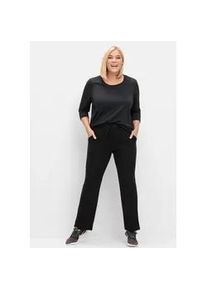 T-Shirt sheego "Funktionsshirt", Damen, Gr. 56/58, schwarz, 90% Polyester, 10% Elasthan, unifarben, Rundhals, Shirts T-Shirt