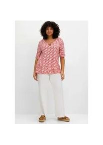 T-Shirt sheego "T-Shirt", Damen, Gr. 40/42, orange (hummer, gemustert), 95% Viskose, 5% Elasthan, gemustert, Rundhals, Shirts T-Shirt