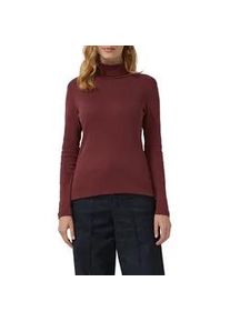 Rollkragenshirt s.Oliver, Damen, Gr. 44, rot (dunkelrot), Rippware, Obermaterial: 100% Baumwolle, unifarben, normal, Rundhals, abgesteppte Kante, Shirts, im Slim Fit, Langarm