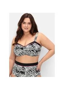 Bustier-Bikini-Top sheego, Damen, Gr. 50, Cup D, schwarz (schwarz bedruckt), Elasthan, Polyamid, Bikini-Oberteile