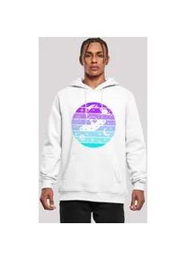 Kapuzenpullover F4NT4STIC "Retro Alien Weltraum Sonnenuntergang", Herren, Gr. S, wei&szlig;, Obermaterial: 65% Baumwolle, 35% Polyester, slim fit, Pullover Kapuzenpullover, Premium Qualit&auml;t