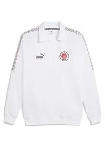 Sweatshirt Puma "FC St. Pauli KING Drill Top Herren", Herren, Gr. XL, wei&szlig; (wei&szlig; espresso braun), Obermaterial: 100% Baumwolle; Kragen: 3% Elasthan, 97% Baumwolle; Besatz: 100% Polyester; Oberer Saum: 3% Elasthan, 97% Baumwolle, normal, Sweatshirts Sweatshirt