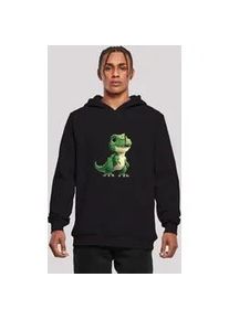 Kapuzenpullover F4NT4STIC "S&uuml;&szlig;er gr&uuml;ner Dino", Herren, Gr. XL, schwarz, Obermaterial: 65% Baumwolle, 35% Polyester, slim fit, Pullover Kapuzenpullover, Premium Qualit&auml;t
