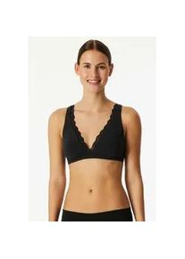B&uuml;gelloser BH Schiesser "Unique Cotton", Damen, Gr. 85, Cup B, schwarz (000, schwarz), Obermaterial: 90% Baumwolle, 10% Elasthan, BHs, Spitzenband am Dekollet&eacute;, Baumwollmischung, gemoldete Cups