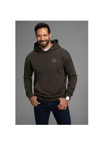 H.I.S. Kapuzensweatshirt H.I.S, Herren, Gr. 3XL (64/66), grau (anthrazit), angeraute Sweatware, Obermaterial: 60% Baumwolle, 40% Polyester, bedruckt, unifarben, washed, regular fit, B&uuml;ndchen, Sweatshirts, ohne Kordeln an der Kapuze