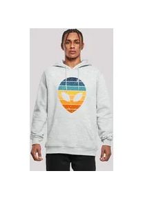 Kapuzenpullover F4NT4STIC "Alien Sonnenuntergang Retro", Herren, Gr. L, grau (erdgrau), Obermaterial: 65% Baumwolle, 35% Polyester, slim fit, Pullover Kapuzenpullover, Premium Qualit&auml;t