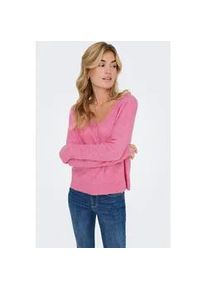 Jacqueline de Yong V-Ausschnitt-Pullover JDY "JDYELANORA L/S V-NECK PULLO. KNT NOOS", Damen, Gr. S, rosa (pink lemonade detail:melange), Strick, Obermaterial: 74% Polyacryl, 20% Nylon, 6% Elasthan, meliert, unifarben, figurumspielend h&uuml;ftlang, tiefer V-Ausschnitt, Rippb&uuml;ndchen, Pullover, mit leicht &uuml;berschnittenen Schultern