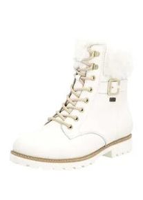 Schn&uuml;rstiefelette Remonte "Remonte Stiefelette Leder/Fell", Damen, Gr. 41, wei&szlig;, Leder, Schuhe Schn&uuml;rstiefelette