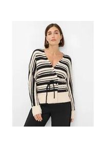 Strickjacke Brax "Style ANIQUE", Damen, Gr. 36, beige, Strick, 41% Baumwolle, 25% Polyester, 23% Polyacryl, 10% Wolle, 1% Elasthan, V-Ausschnitt, Strickjacken Strickjacke