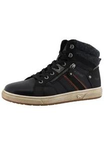 Sneaker Mustang SHOES "Merian", Herren, Gr. 41, schwarz, Lederimitat, Textil, Basic, Schuhe Sneaker, High Top Sneaker, Schn&uuml;rboots mit Rei&szlig;verschluss
