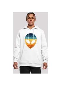 Kapuzenpullover F4NT4STIC "Alien Sonnenuntergang Retro", Herren, Gr. XS, wei&szlig;, Obermaterial: 65% Baumwolle, 35% Polyester, slim fit, Pullover Kapuzenpullover, Premium Qualit&auml;t