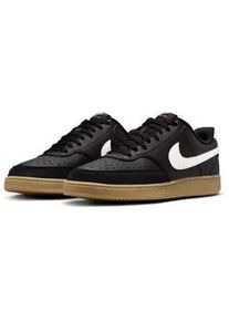 Sneaker Nike SPORTSWEAR "COURT VISION LO", Herren, Gr. 45,5, schwarz, sail, gum light braun, Synthetik, Textil, Schuhe Sneaker