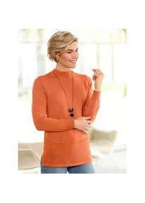 Stehkragenpullover Classic Basics "Stehkragen-Pullover", Damen, Gr. 36, orange (papaya), 50% Baumwolle, 50% Polyacryl, unifarben, Pullover Stehkragenpullover