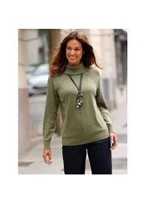 Rollkragenpullover Inspirationen "Rollkragen-Pullover", Damen, Gr. 46, gr&uuml;n (oliv, meliert), 100% Baumwolle, meliert, unifarben, Pullover Rollkragenpullover