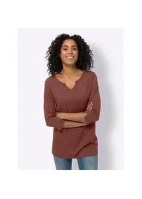 Longshirt Classic Basics "Longshirt", Damen, Gr. 38, rot (rotbraun), 100% Baumwolle, unifarben, Rundhals, Shirts Longshirt