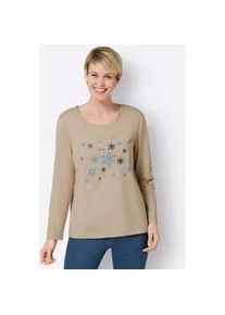 Langarmshirt Classic Basics "Shirt", Damen, Gr. 38, blau (beige, himmelblau), 100% Baumwolle, bedruckt, gemustert, mehrfarbig, Rundhals, Shirts Langarmshirt